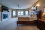 Large spacious Master bedroom with King bed and gas fireplace